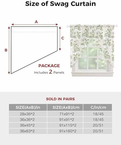 Sage Green Wildflower Panels Curtains Set 72x45 Inch