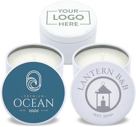 Custom Candles with Logo - 10 Pack - White Tin