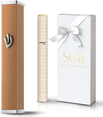 SURI Modern Mezuzah with Non Kosher Scroll and Adhesive