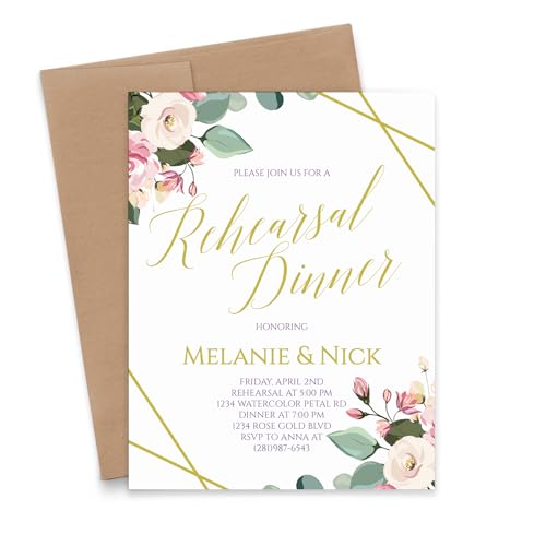 Modern Floral Rehearsal Dinner Invitation Personalized