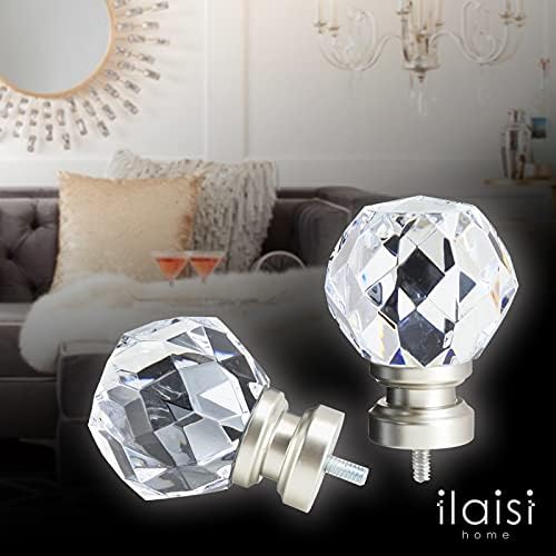 Luxury Satin Silver Faceted Curtain Rod Finials Set of 2