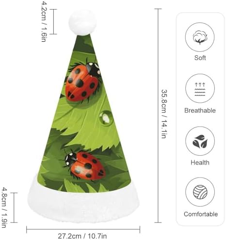 Santa Hat With Leaves And Ladybugs Christmas Party Hat