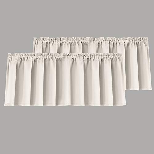 MrsNaturall Beige Valance Curtains 3 Panels 36x16 Inches