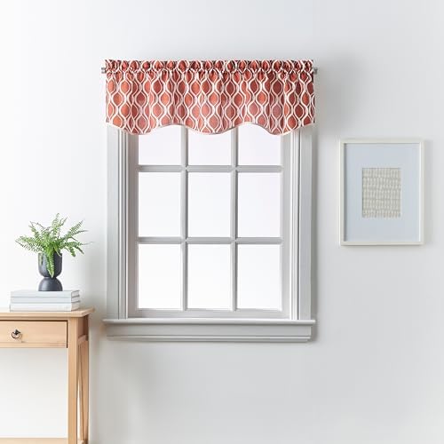 CHF Morocco Ogee Print Scallop Valance 58W x 14L Inch Clay