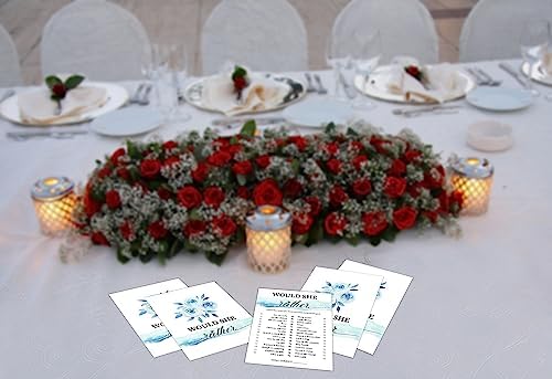 Blue Floral Bridal Shower Game with 30 Cards