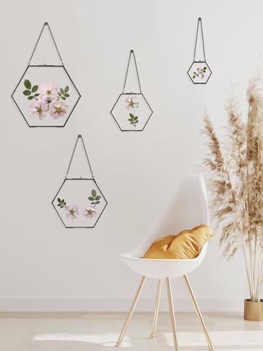 Chic Handcrafted Hexagon Glass Flower Frame