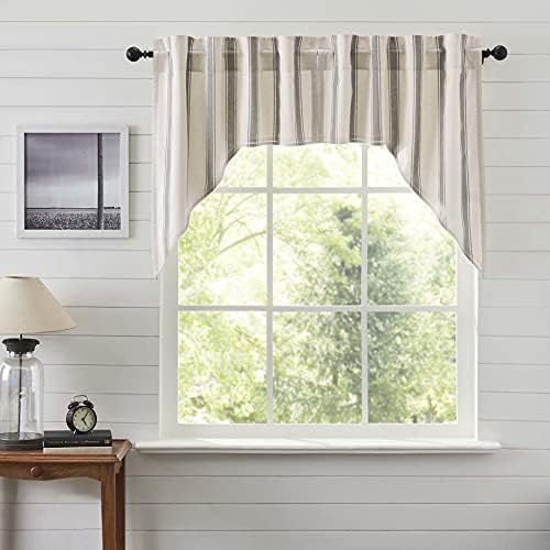 VHC Brands Grace Grain Sack Stripe Swag Panels Set of 2