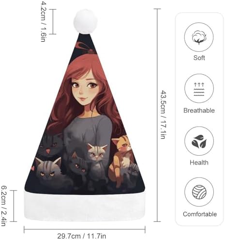 Santa Hat for Women Who Loves Cats Christmas Party Headwear