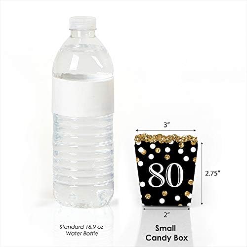 Big Dot of Happiness 80th Birthday Gold Candy Boxes - Set of 12