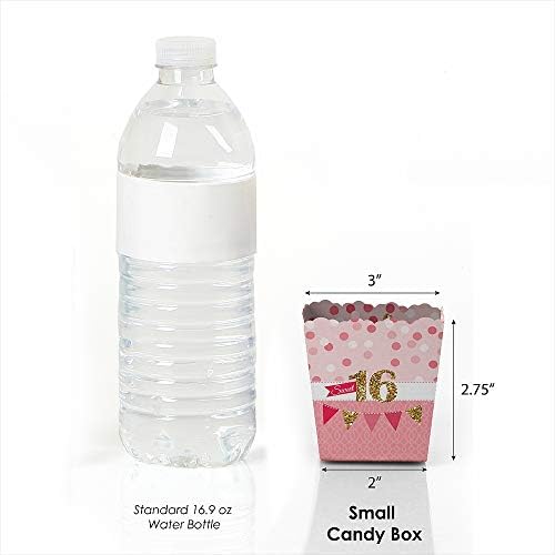 Big Dot of Happiness Sweet 16 Party Favor Boxes Set of 12