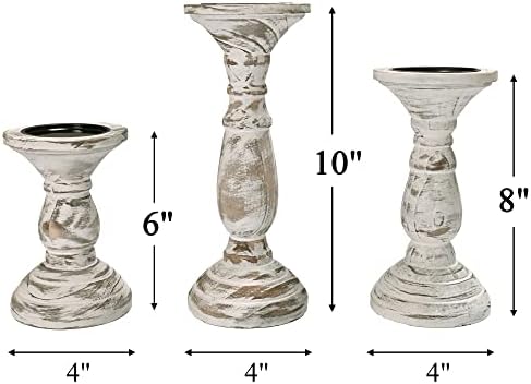 Yorkmills Pillar Candle Holder Set of 3 White Wood