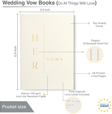 UNITED ESELL Modern Wedding Vow Book His and Hers