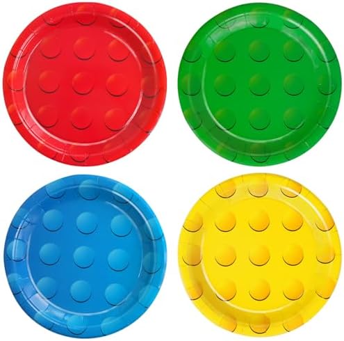 48Pcs Building Block Paper Plates for Birthday Parties