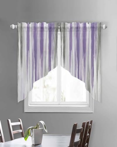 Purple Gray Swag Curtain Valance for Small Windows