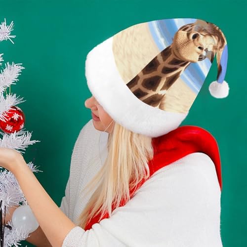 Santa Hat Beach Giraffe Christmas Headwear for Adults