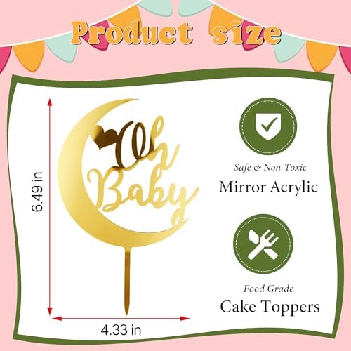 Gold Oh Baby Moon Heart Cake Topper for Baby Parties