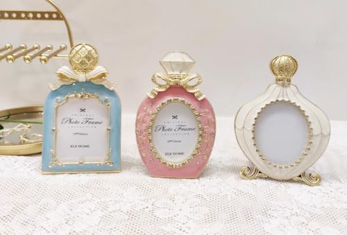 Mini Perfume Bottle Shaped Metal Photo Frame Blue