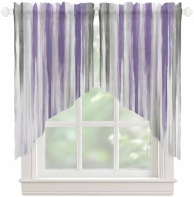 Purple Gray Swag Curtain Valance for Small Windows
