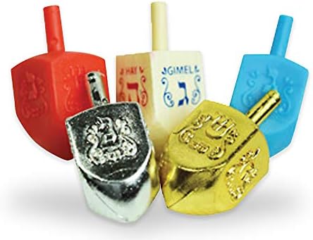 Ner Mitzvah Hanukkah Menorah with Candles and Dreidels