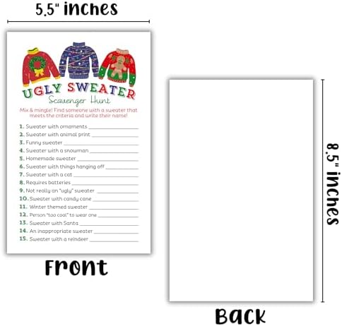 Lashicorn Christmas Scavenger Hunt Game Cards 30 Pack