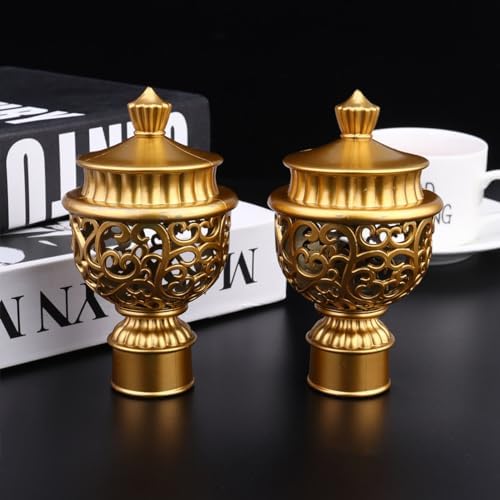 Zerodeko 6PCS Curtain Pole Ends with Golden Design