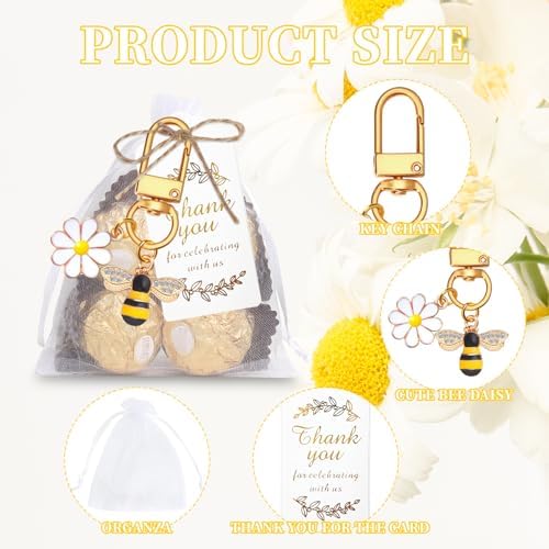 30 Piece Bee Daisy Keychain Wedding Favor Pack