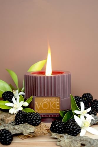 Voke Mens Luxury Pillar Candle with Wood Wick
