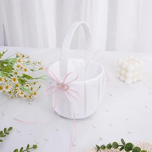Elegant Satin Flower Girl Basket for Weddings