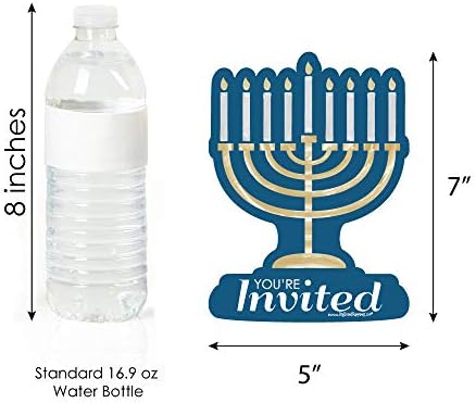 Big Dot of Happiness Happy Hanukkah Shaped Fill-In Invitations Set of 12