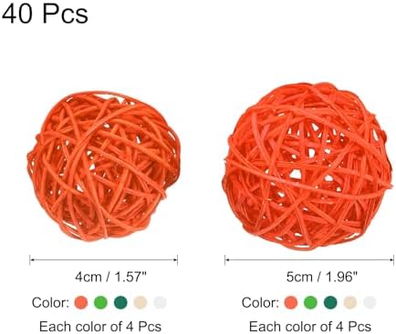 Uxcell Wicker Rattan Balls 40 Pcs Decorative Vase Fillers
