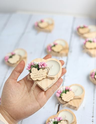 50 Piece Pink Wooden Candle Holders for Baby Shower Favors