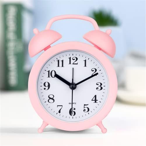 TXY Kids Alarm Clock Pink Battery Operated Mini Analog Round Bedside Desk Clock