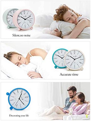 Super Silent Metal Alarm Clock with Night Light Pink