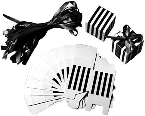 Small Cube Candy Boxes Bulk Black and White Striped Party Favors