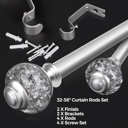 USFOOK 78 Inch Telescoping Curtain Rod for Windows 20-54 Inches