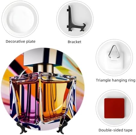 Ceramic Decorative Plate with Perfume Bottle Print 6in