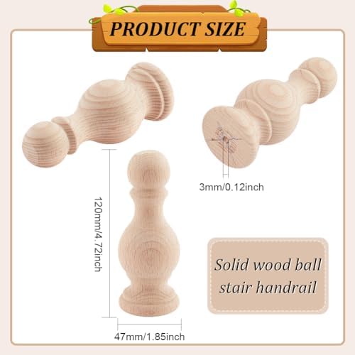 BENECREAT 2Pcs Unfinished Wood Finials 47x19 Inch Decorative