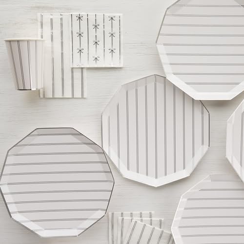 Silver Stripe Paper Plates Pack of 8 105 Inch