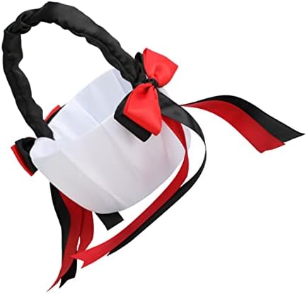 Elegant Black Satin Bowtie Flower Girl Basket