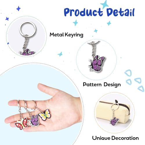 19pcs Butterfly Keychain Keyring Set Cute Silicone Keychain Gift for Kids