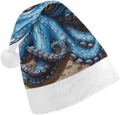 Santa Hat Blue Octopus Christmas Party Headwear