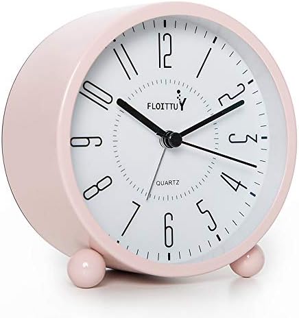 Super Silent Metal Alarm Clock with Night Light Pink