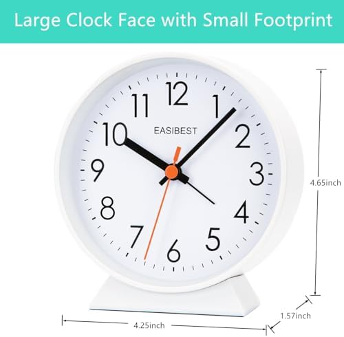 No Ticking Silent Alarm Clock with Snooze Light