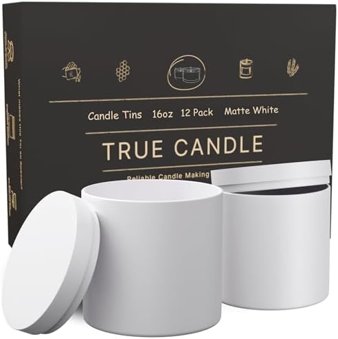 True Candle Tins 12 Pack 16 Oz Matte White Tall
