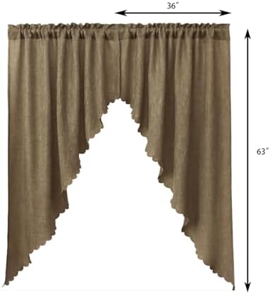 Valea Home Rustic Tan Burlap Look Valance Curtains 2 Panels