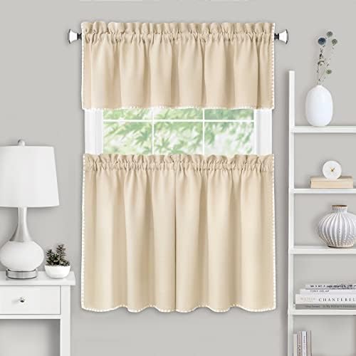 Kendal Window Curtain Valance 58x14 Inch Tan White