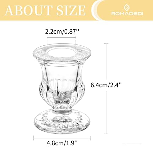 20 Pcs Clear Glass Candlestick Holders for Wedding and Party