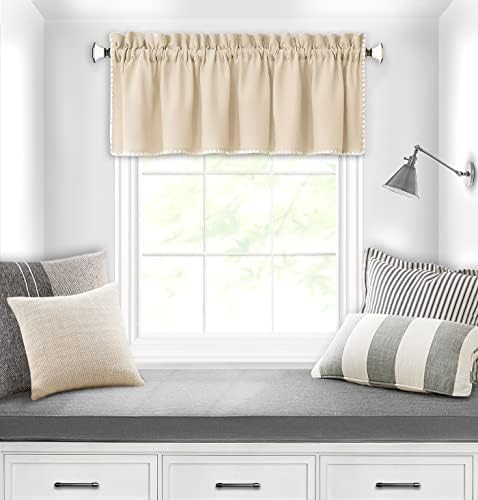 Kendal Window Curtain Valance 58x14 Inch Tan White