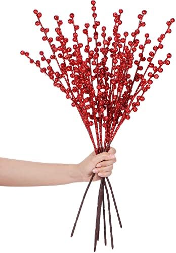 WILLBOND Artificial Red Berry Stems 216 Inch Christmas Decor