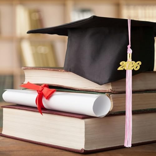 2026 Pink White Graduation Tassel with Golden Charm